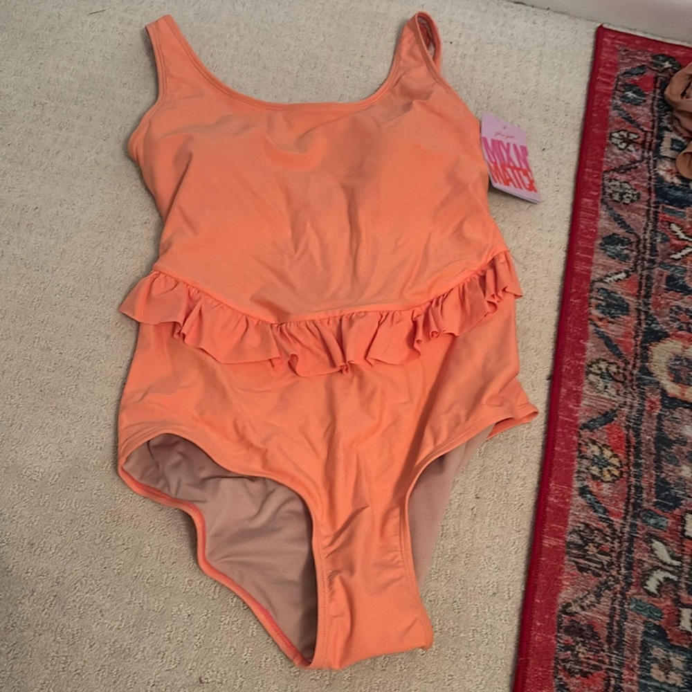 Orange Ruffled One-Piece Swimsuit